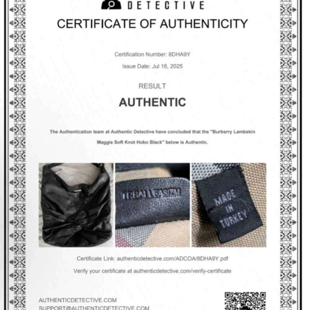 BURBERRY AUTHENTIC Maggie Soft Knot Calfskin Leather Black Hobo Bag WITH COA - Picture 16 of 16